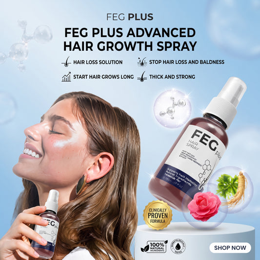 FEG PLUS Hair & Beard Growth Serum Spray 50ml | Seaweed Extract, Rosemary, Redensyl, Anagain & Minoxidil | Anti Hair Loss, Regrowth Treatment