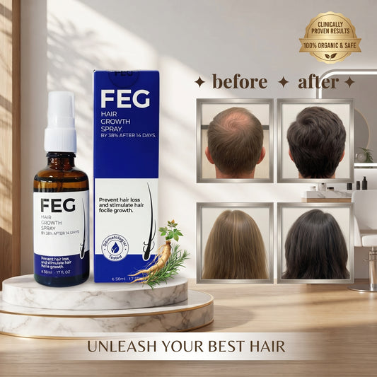 FEG PLUS Hair & Beard Growth Serum Spray 50ml | Seaweed Extract, Rosemary, Redensyl, Anagain & Minoxidil | Anti Hair Loss, Regrowth Treatment