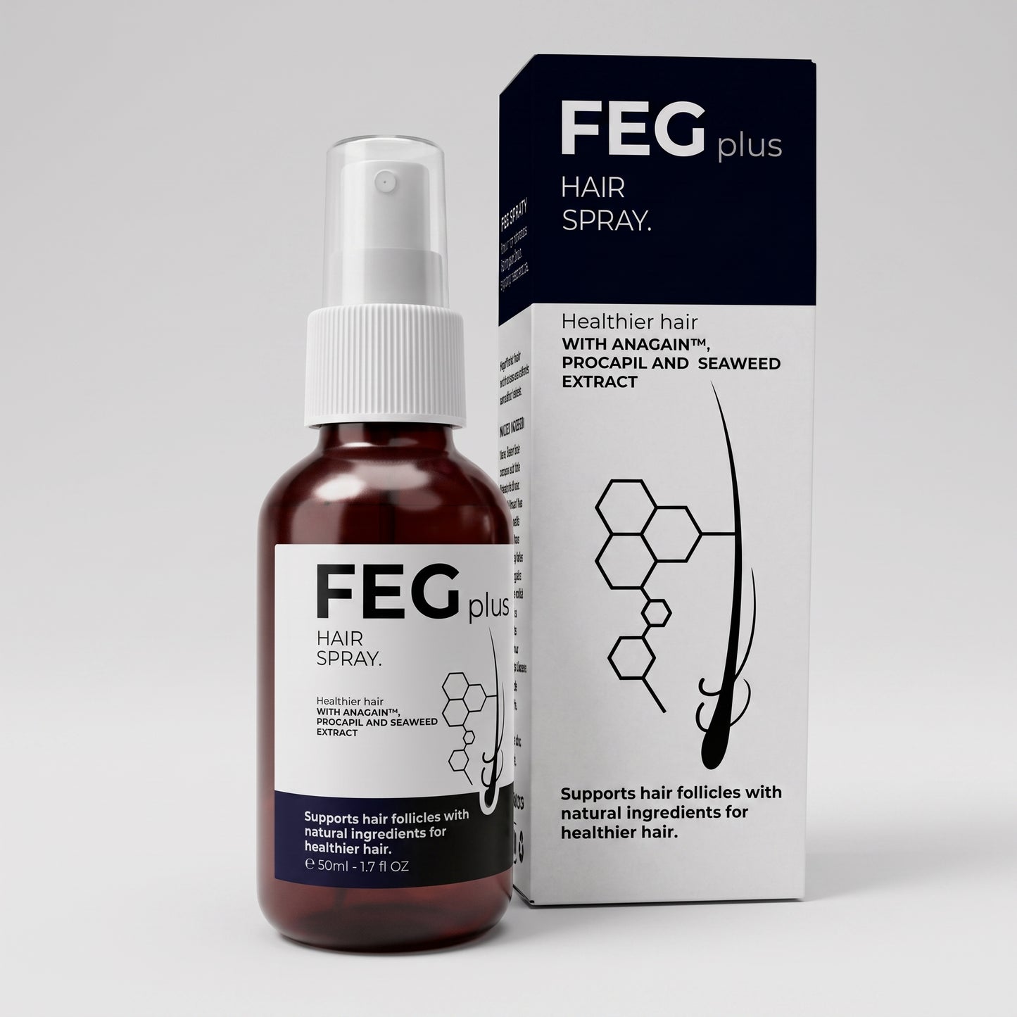 FEG PLUS Hair & Beard Growth Serum Spray 50ml | Seaweed Extract, Rosemary, Redensyl, Anagain & Minoxidil | Anti Hair Loss, Regrowth Treatment